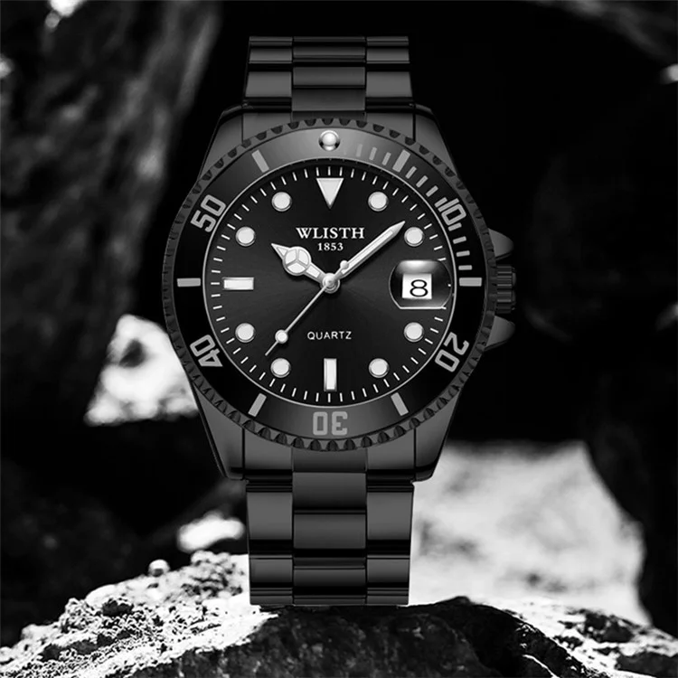 WLISTH 6057 Luminous Watch Daily Life Waterproof Bracelet Wrist Watch Band with Calendar Display Function - Blue / Black