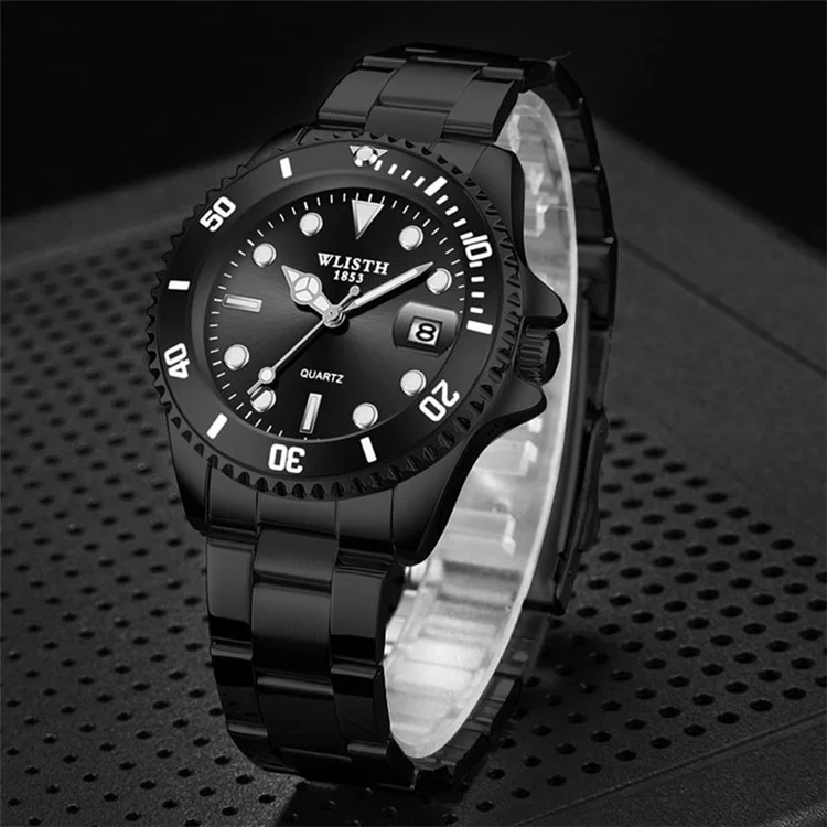 WLISTH 6057 Luminous Watch Daily Life Waterproof Bracelet Wrist Watch Band with Calendar Display Function - Blue / Black