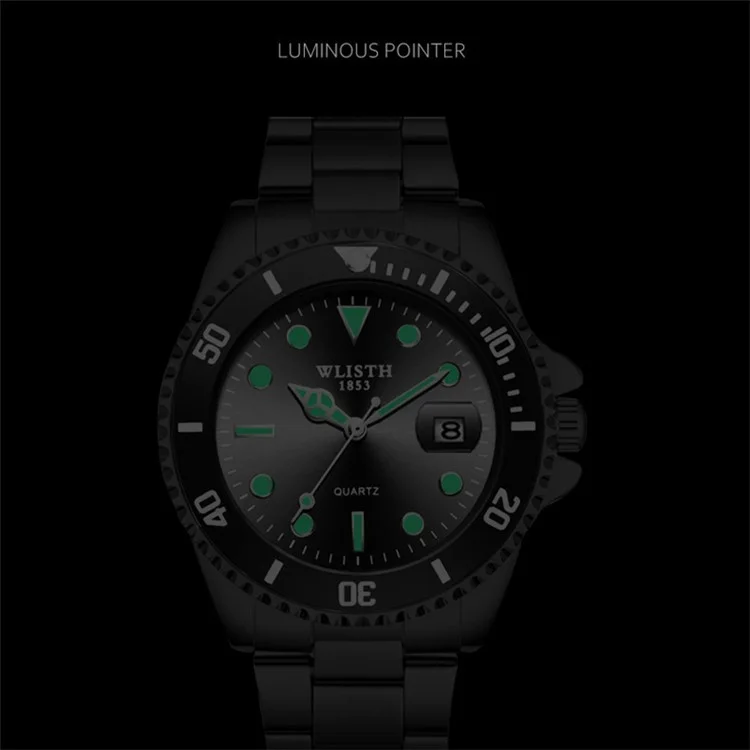 WLISTH 6057 Luminous Watch Daily Life Waterproof Bracelet Wrist Watch Band with Calendar Display Function - Blue / Black