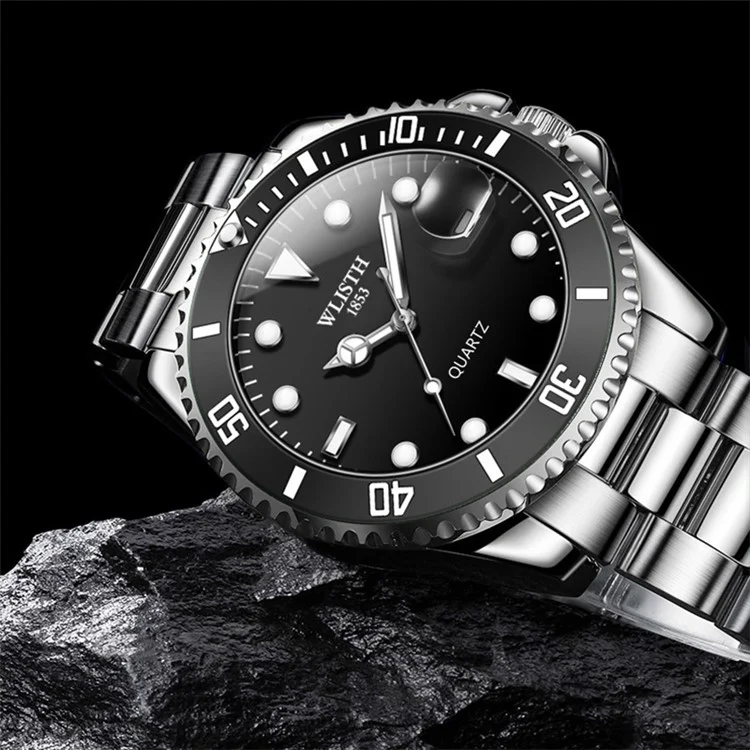 WLISTH 6057 Luminous Watch Daily Life Waterproof Bracelet Wrist Watch Band with Calendar Display Function - Blue / Black