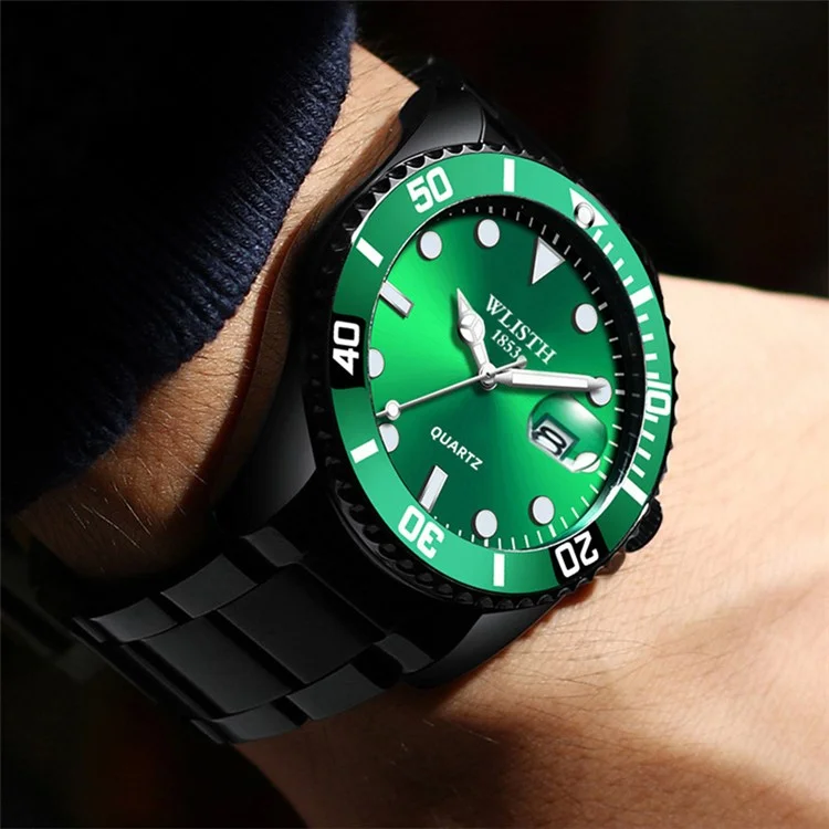 WLISTH 6057 Luminous Watch Daily Life Waterproof Bracelet Wrist Watch Band with Calendar Display Function - Blue / Black