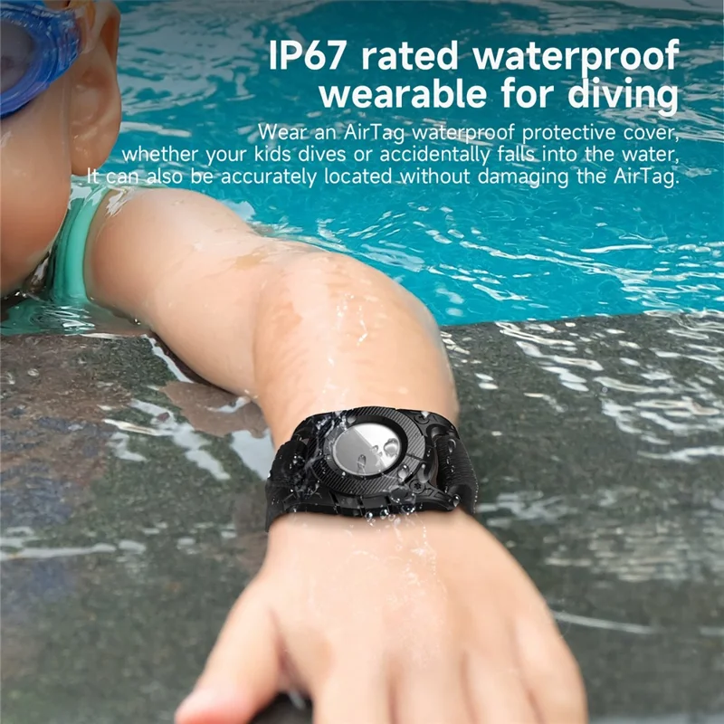 IP67 Waterproof Case for AirTag Bluetooth-compatible Tracker Anti-scratch TPU + PC Locator Protective Cover - Dark Blue