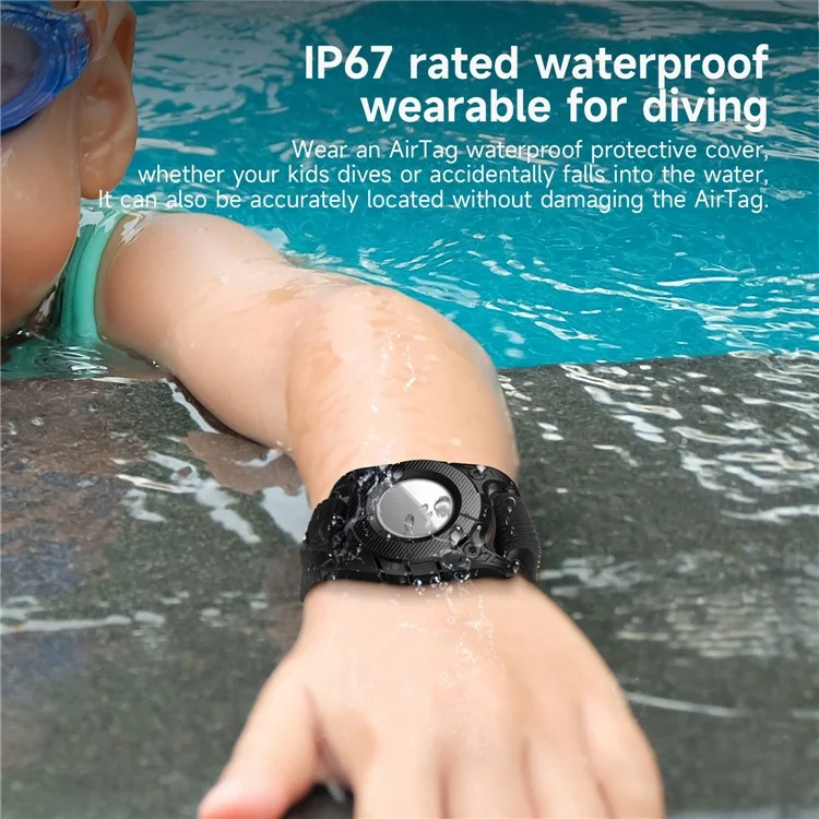 IP67 Waterproof Case for AirTag Bluetooth-compatible Tracker Anti-scratch TPU + PC Locator Protective Cover - Pink