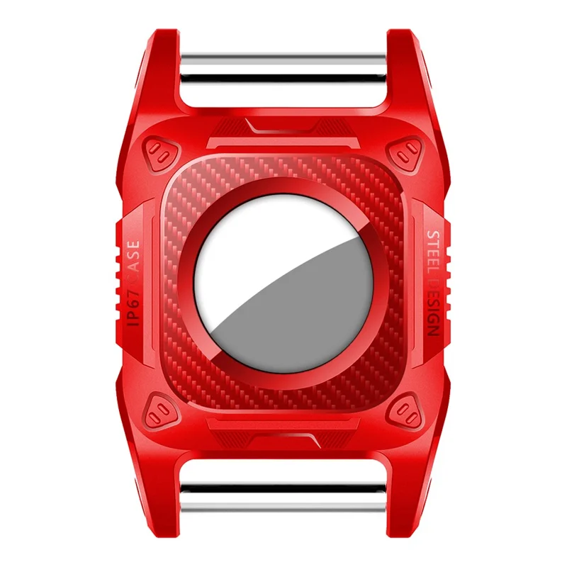 For AirTag Bluetooth-compatible Tracker Protective Case TPU + PC IP67 Waterproof Locator Cover ST - Red