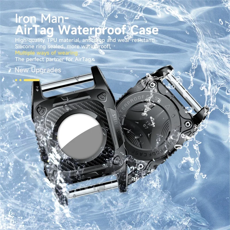 For AirTag Bluetooth-compatible Tracker Protective Case TPU + PC IP67 Waterproof Locator Cover ST - Red