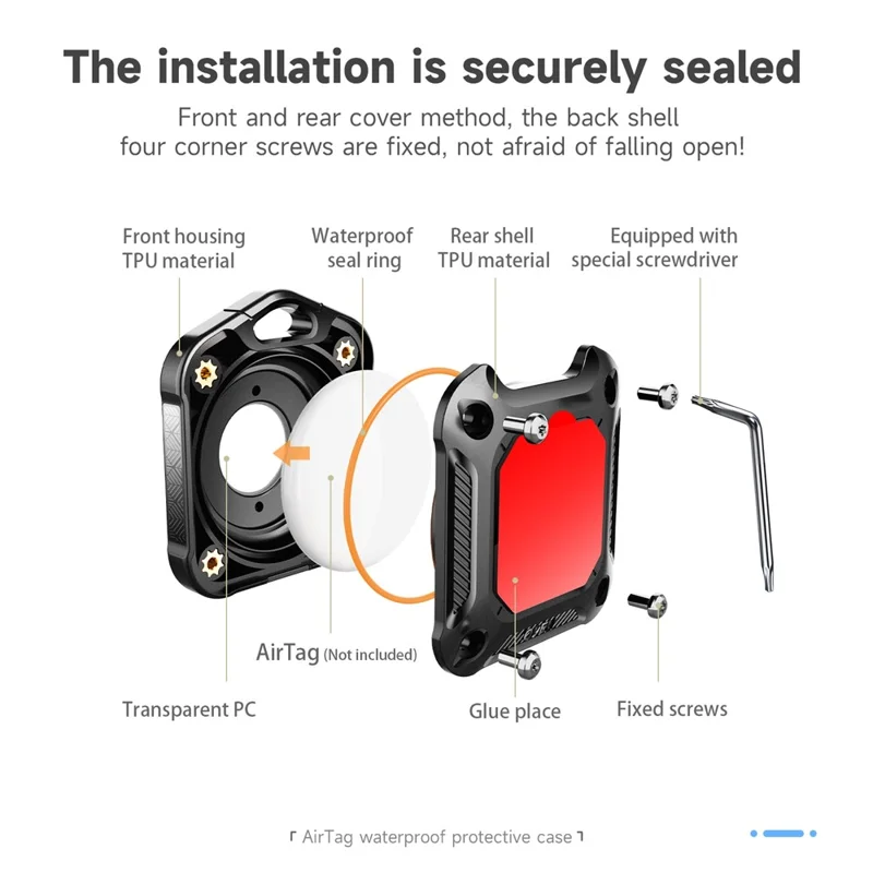 Funda Protectora para el Rastreador Bluetooth AirTag IP67 a Prueba de Agua TPU + PC Cubierta Localizadora