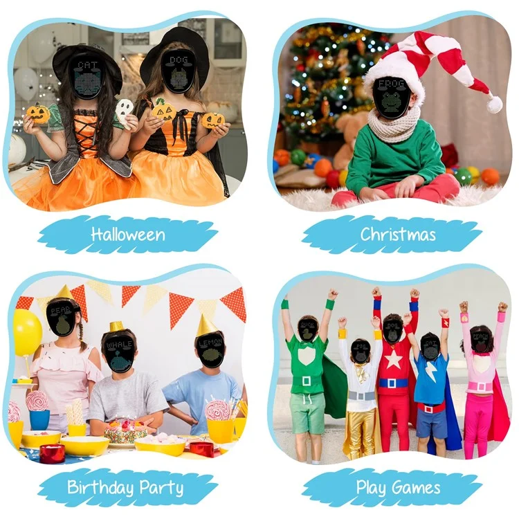 Máscara de LED para Crianças com Mudança de Rosto por Gestos, Brilhante, Máscara de Halloween, Festa, Carnaval, Dança, Adereços