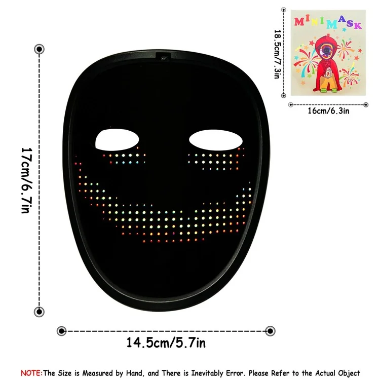 Máscara de LED para Crianças com Mudança de Rosto por Gestos, Brilhante, Máscara de Halloween, Festa, Carnaval, Dança, Adereços