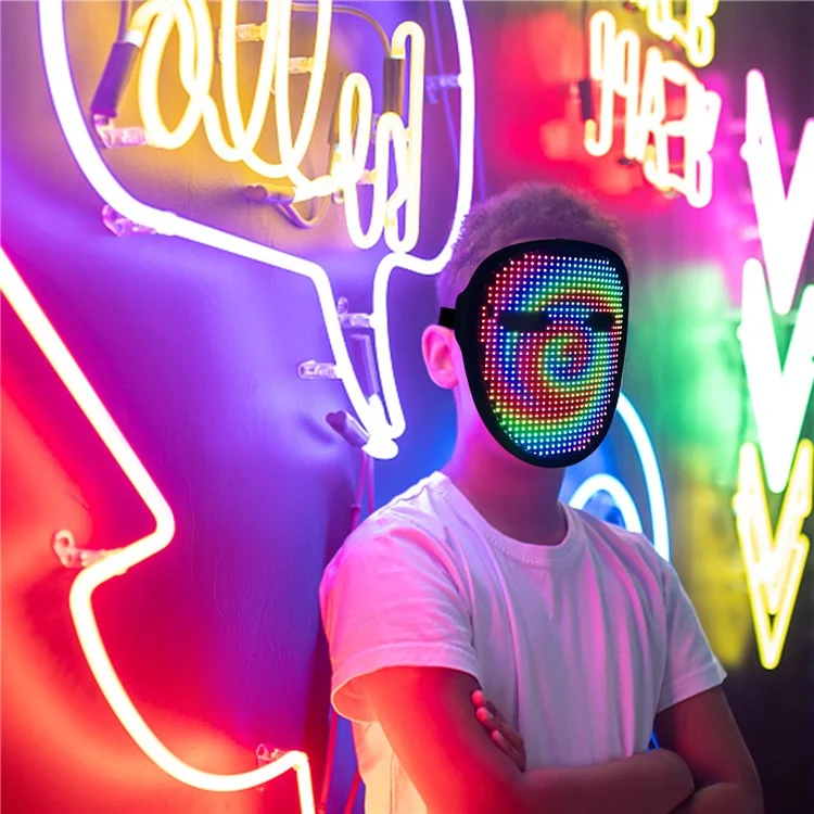 Máscara de LED para Crianças com Mudança de Rosto por Gestos, Brilhante, Máscara de Halloween, Festa, Carnaval, Dança, Adereços