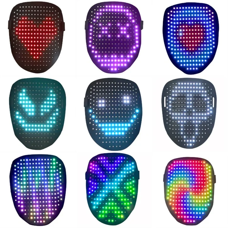 RGB LED Mask Gesture Face-Changing Glowing Mask Halloween Party Bar Prom Props