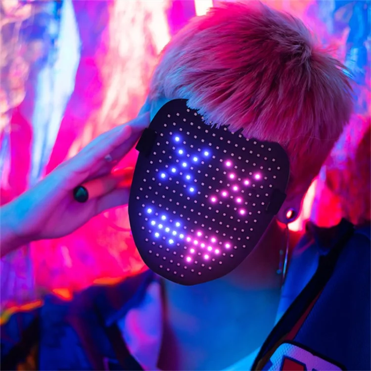 Máscara de LED RGB Gesto Mudança de Rosto Brilhante Máscara de Halloween Festa Bar Baile Acessórios