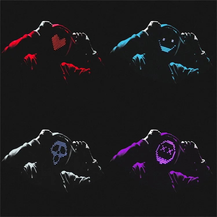 Máscara de LED RGB Gesto Mudança de Rosto Brilhante Máscara de Halloween Festa Bar Baile Acessórios