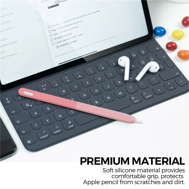 AHASTYLE PT182 Силиконовый чехол-стилус для Apple Pencil Pro / Pencil (2-го поколения) с цветной смесью ретро-стилуса с сенсорным экраном - розовый
