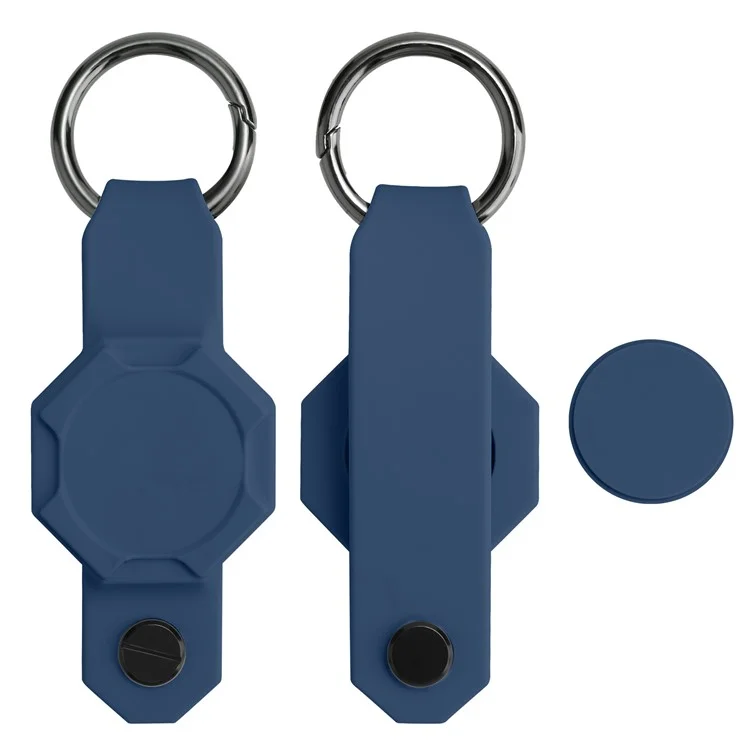 For Apple AirTag Silicone Case Waterproof Key Chain Ring Holder Key Organizer Case - Dark Blue