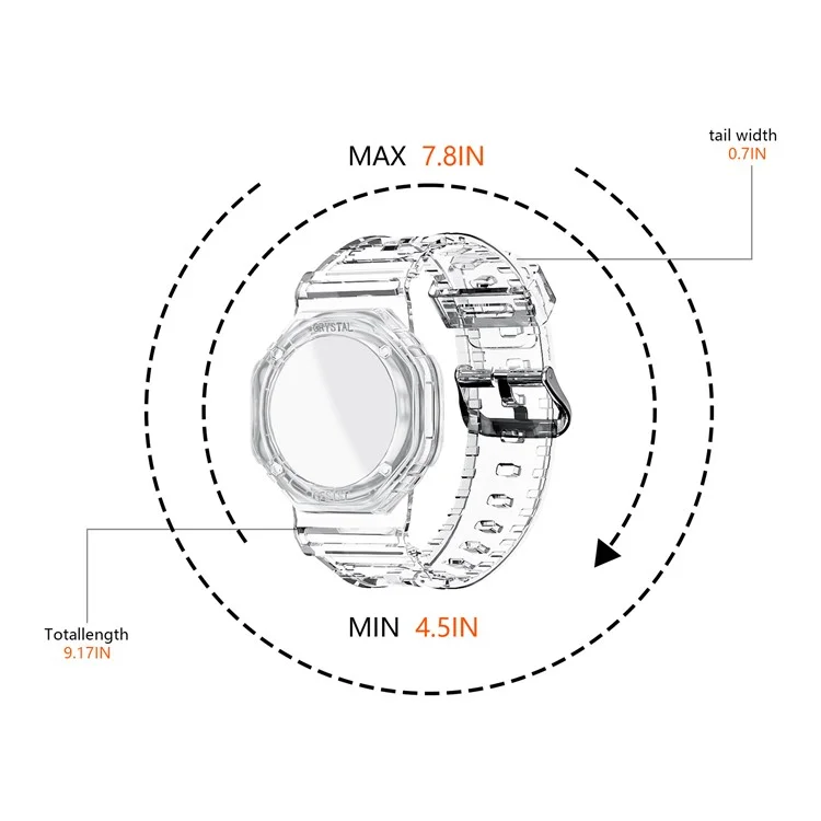 Для Apple AirTag Bluetooth Tracker Carrying Case Transparent TPU Wrist Band Flexible Watch Strap - Прозрачный