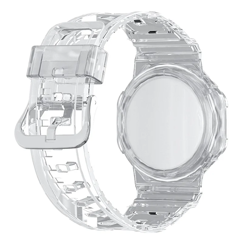 For Apple AirTag Bluetooth-compatible Tracker Carrying Case Transparent TPU Wrist Band Flexible Watch Strap - Green