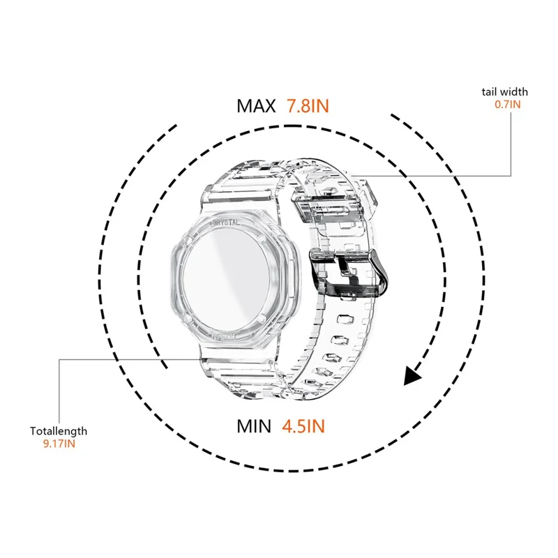 For Apple AirTag Bluetooth-compatible Tracker Carrying Case Transparent TPU Wrist Band Flexible Watch Strap - Green