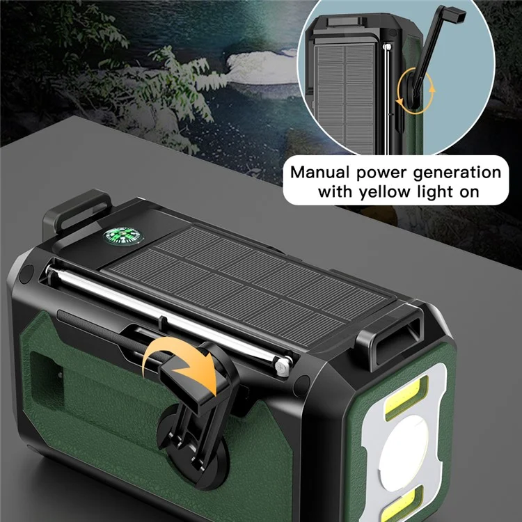 H17 Outdoor Hand Crank Power Generation Radio 12000mAh Power Bank Emergency Battery Pack with Flashlight Support Solar Charging - Orange