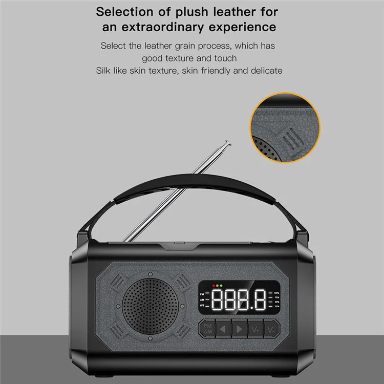 H17 Outdoor Hand Crank Power Generation Radio 12000mAh Power Bank Emergency Battery Pack with Flashlight Support Solar Charging - Orange
