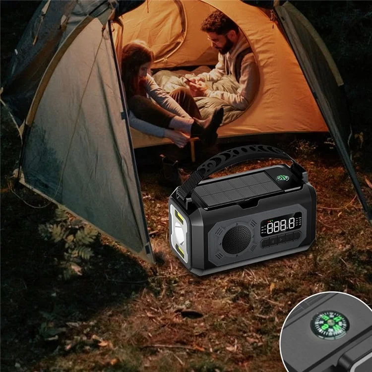 H17 Outdoor Hand Crank Power Generation Radio 12000mAh Power Bank Emergency Battery Pack with Flashlight Support Solar Charging - Orange