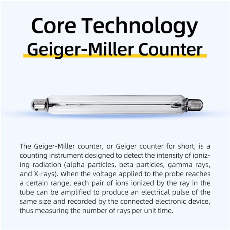 Handheld Plastic Nuclear Radiation Detector Color Display Rechargeable Radioactive Geiger Tester - Black