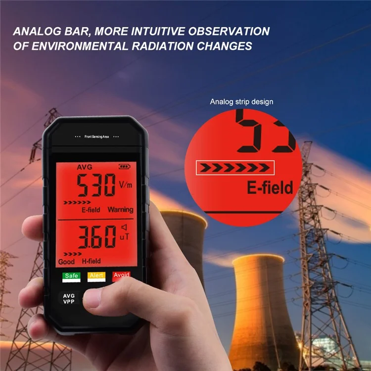 ET925 Rilevatore di campi elettromagnetici Allarme sonoro e luminoso Schermo LCD grande Tester di radiazioni EMF portatile