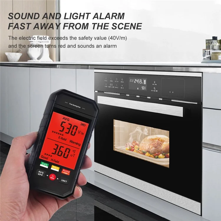 ET925 Rilevatore di campi elettromagnetici Allarme sonoro e luminoso Schermo LCD grande Tester di radiazioni EMF portatile