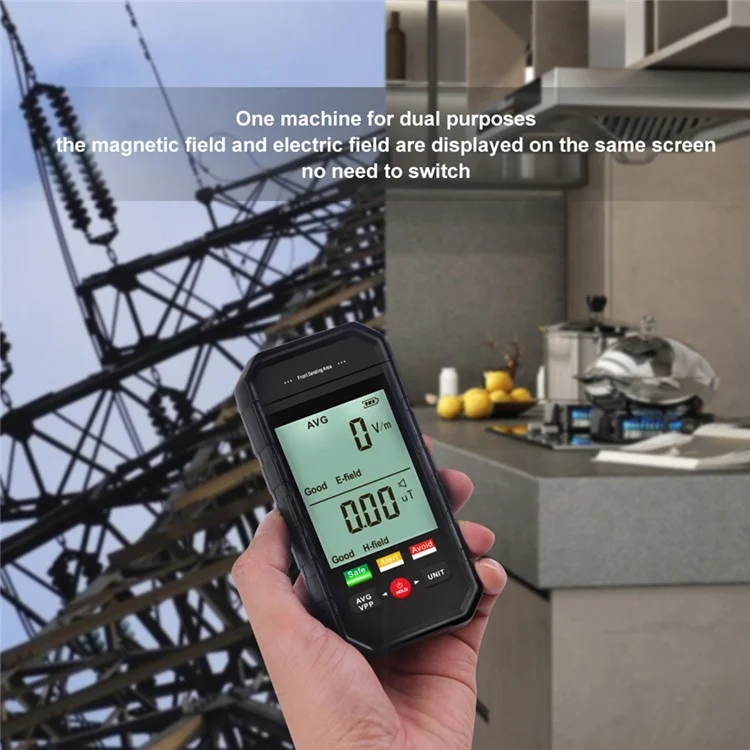 ET925 Rilevatore di campi elettromagnetici Allarme sonoro e luminoso Schermo LCD grande Tester di radiazioni EMF portatile