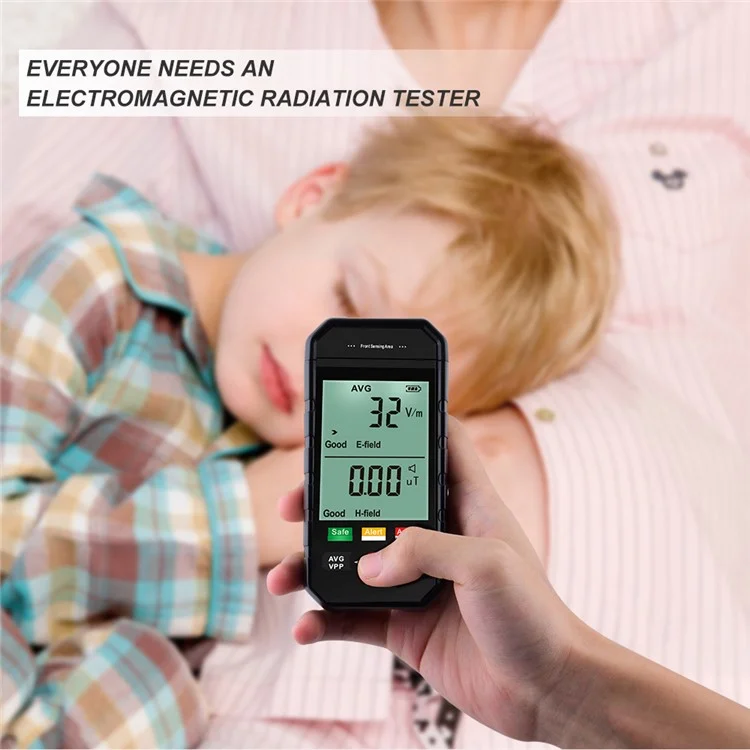 ET925 Rilevatore di campi elettromagnetici Allarme sonoro e luminoso Schermo LCD grande Tester di radiazioni EMF portatile