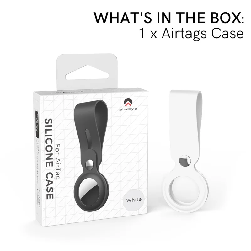 AHASTYLE WG34 Silicone Case for Apple AirTag , Scratch-resistant Bluetooth-compatible Tracker Protective Cover - White