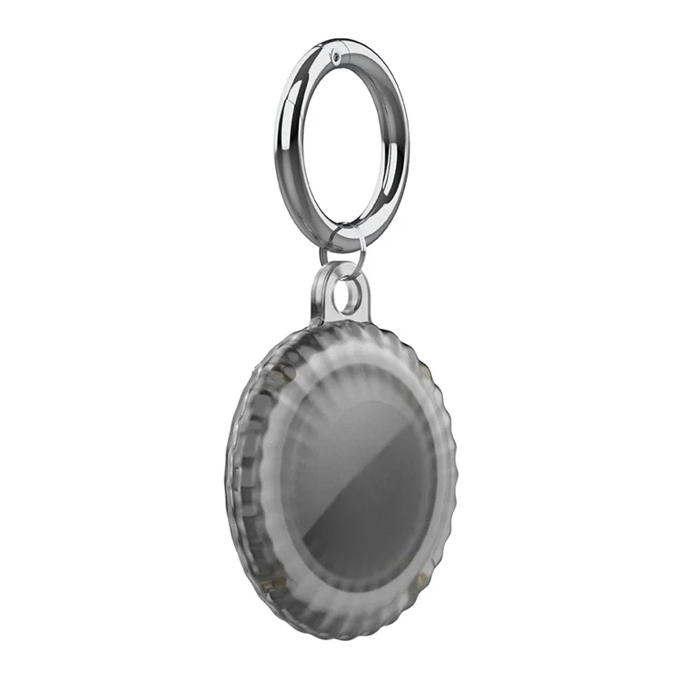 IP68 Waterproof Protective Case for AirTag Tracker Clear PC Full Protection Cover with Anti-Lost Key Ring - Transparent Black