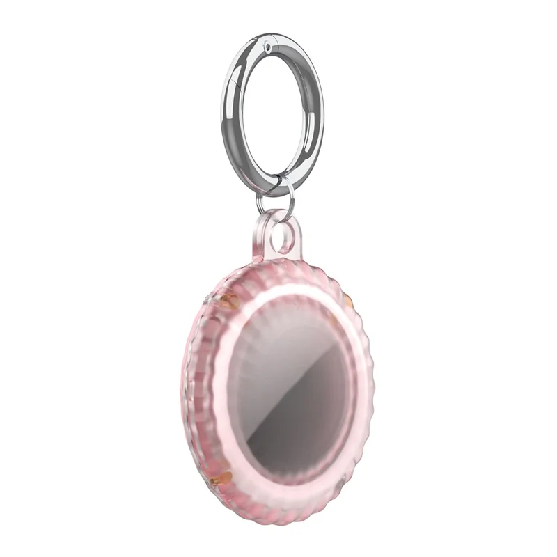 IP68 Waterproof Protective Case for AirTag Tracker Clear PC Full Protection Cover with Anti-Lost Key Ring - Transparent Pink