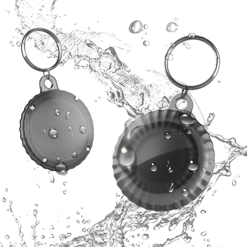 IP68 Waterproof Protective Case for AirTag Tracker Clear PC Full Protection Cover with Anti-Lost Key Ring - Transparent Pink