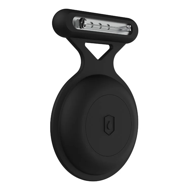 Protective Case for AirTag Silicone Waterproof GPS Tracker Cover with Brooch Pin - Black