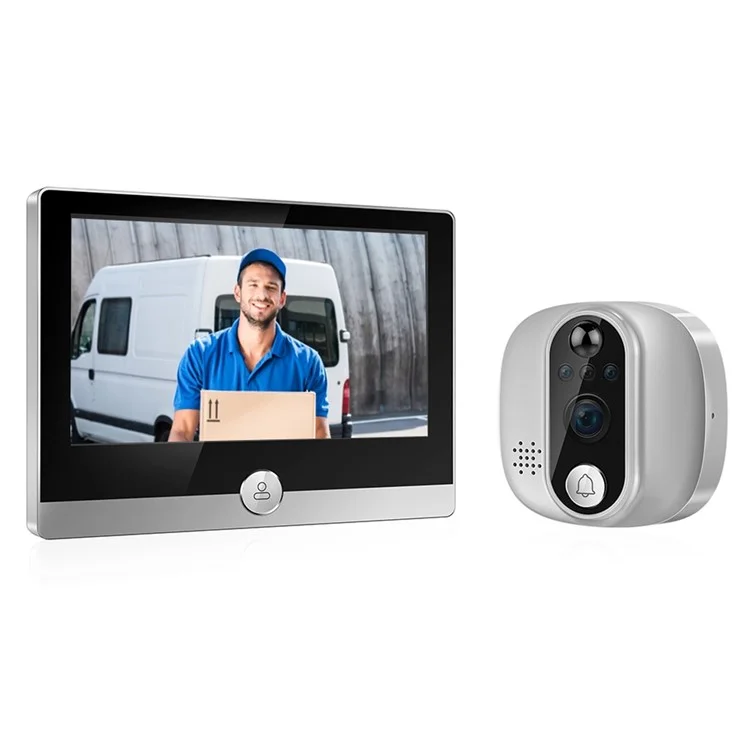 Cámara timbre C85 1080P Detección de movimiento PIR Mirilla de puerta digital Visor de puerta Llamada bidireccional 