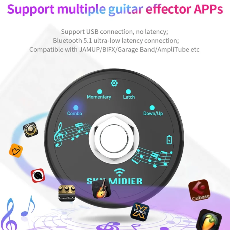 SM-1 MIDI Foot Controller USB Musical Software Multi-Effects Synthesizer Mini Wireless Transmission System