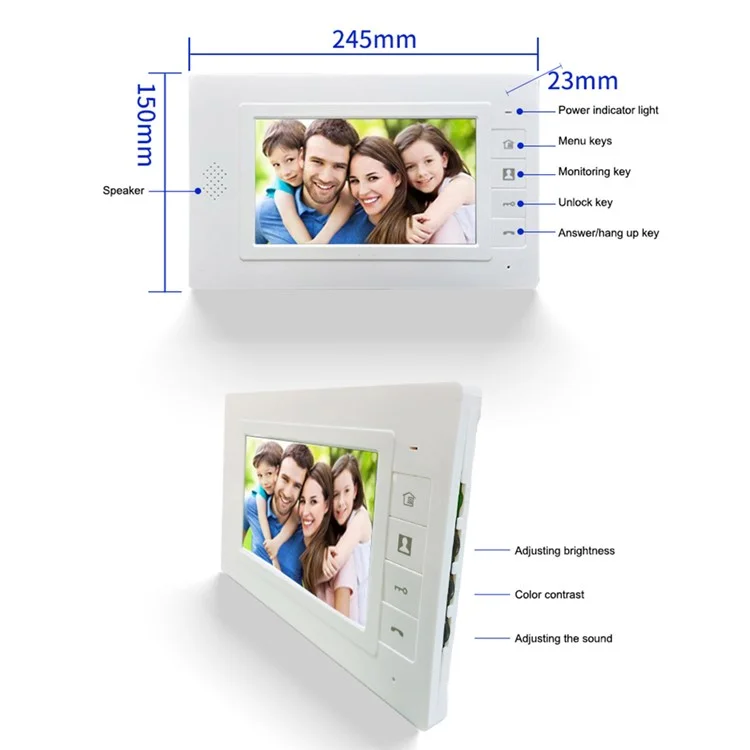 N1-2 Video Intercom Sistema di Campanelli da 7 Pollici Monitor LCD Monitoraggio Dei Kit Telefonici Della Porta Con 2 Telecamere Per la Casa di Villa - Plug Del Regno Unito