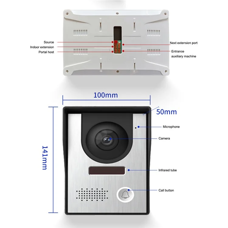 Sistema de interfono de vídeo Vídeo Intercom Doorbell N1-2 con monitor LCD de 7 pulgadas, kits de teléfono de puerta de vídeo para villa doméstica - Enchufe del Reino Unido
