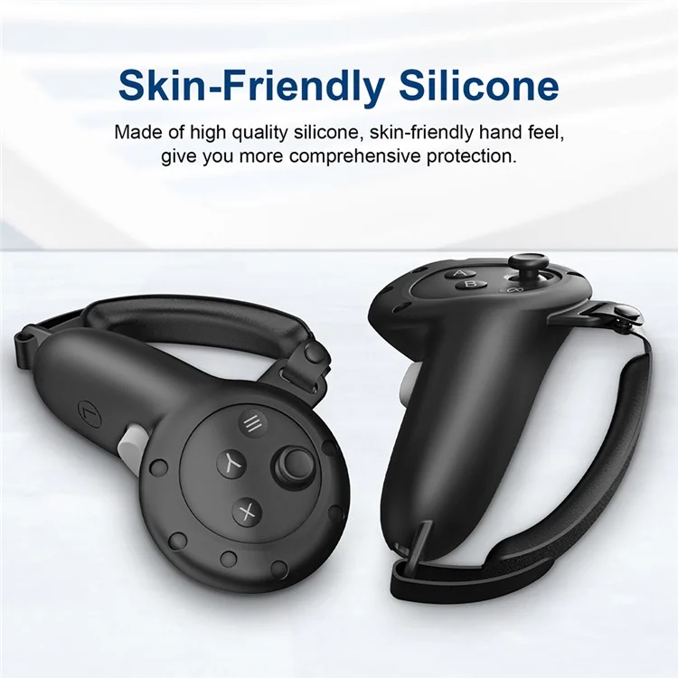For Meta Quest 3 VR Protective Case Anti-drop Silicone Sleeve + 1 Pair Controller Cover - Black
