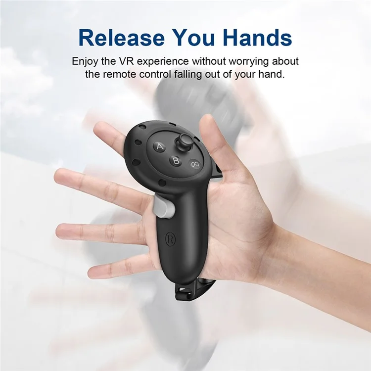 For Meta Quest 3 VR Protective Case Anti-drop Silicone Sleeve + 1 Pair Controller Cover - Black