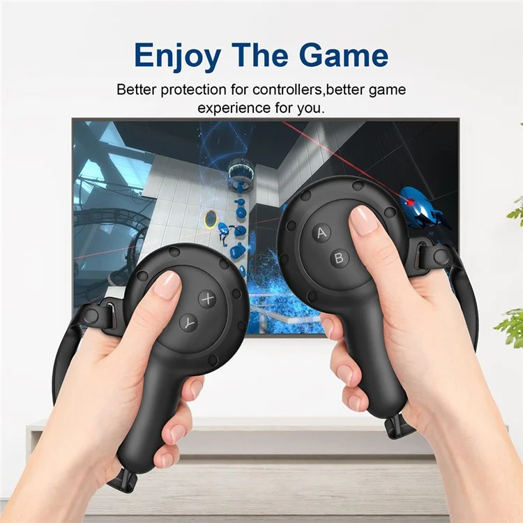 For Meta Quest 3 VR Protective Case Anti-drop Silicone Sleeve + 1 Pair Controller Cover - Black