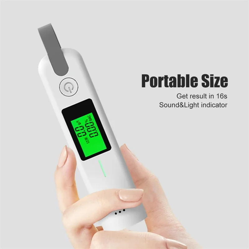 9766 Portable Breath Alcohol Tester 3-Color Indicator High-Precision Alcohol Tester with LED Display - White