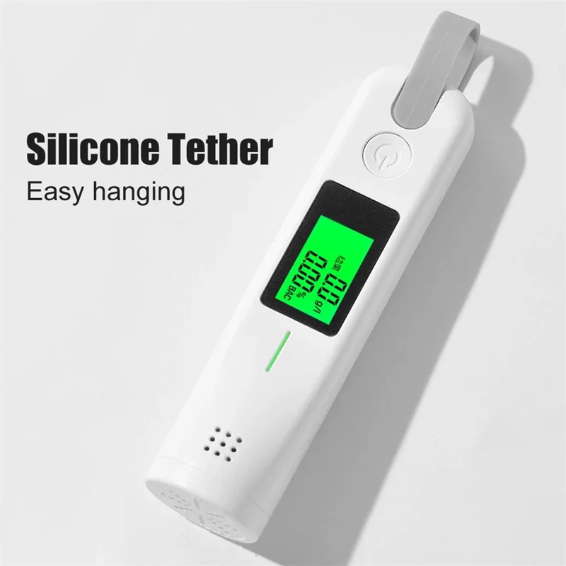 9766 Portable Breath Alcohol Tester 3-Color Indicator High-Precision Alcohol Tester with LED Display - White