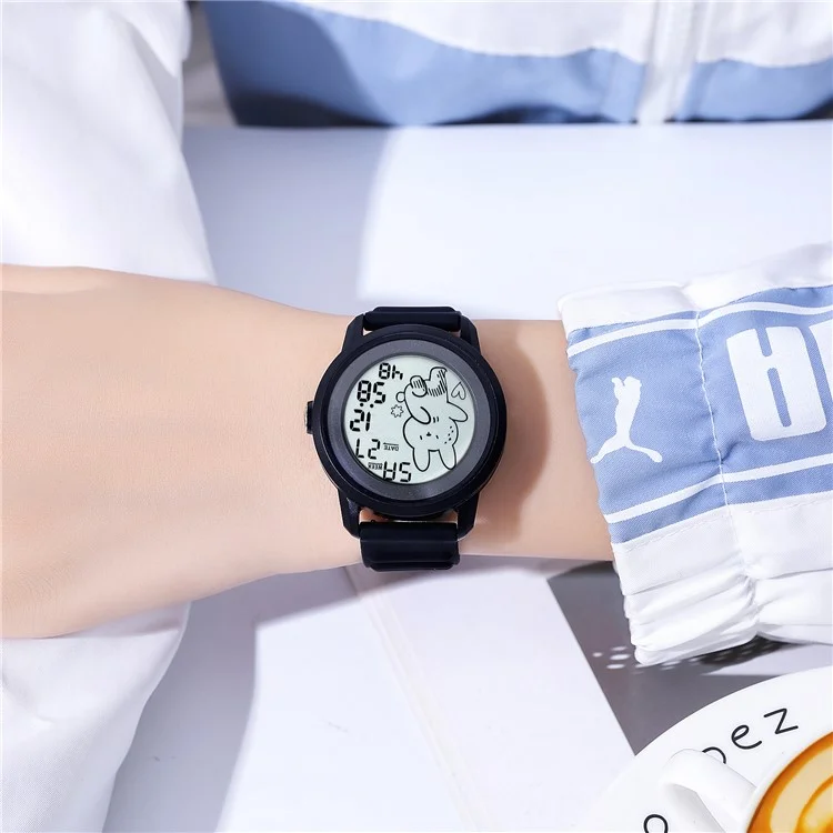 SKMEI 2217 Kreative Elektrische Uhr Einfacher Stil Studenten Sports Elektronische Uhr - Schwarz