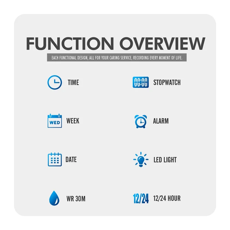 SKMEI 2216 Multi-functional Electric Watch 30m Waterproof Sport Watch for Student - Blue