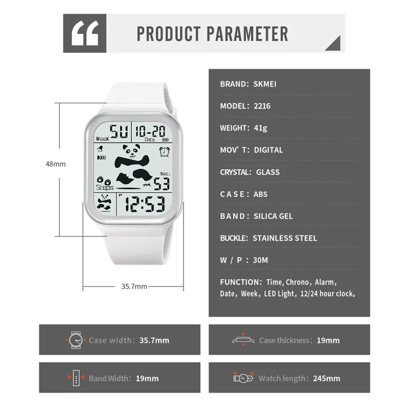 SKMEI 2216 Multi-functional Electric Watch 30m Waterproof Sport Watch for Student - Blue