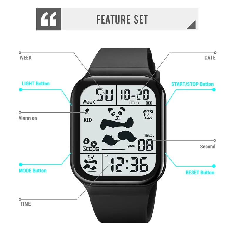 SKMEI 2216 Multi-functional Electric Watch 30m Waterproof Sport Watch for Student - Green