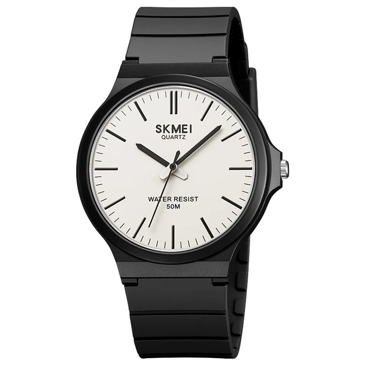 SKMEI 2108 Minimalistische Quarzuhr mit 50m Wasserschutz, Modeuhr - Schwarz / Weiß / Schwarz