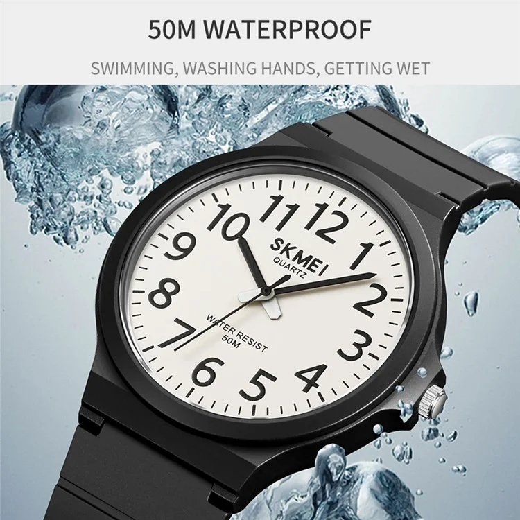 SKMEI 2108 Minimalistische Quarzuhr mit 50m Wasserschutz, Modeuhr - Schwarz / Weiß / Schwarz