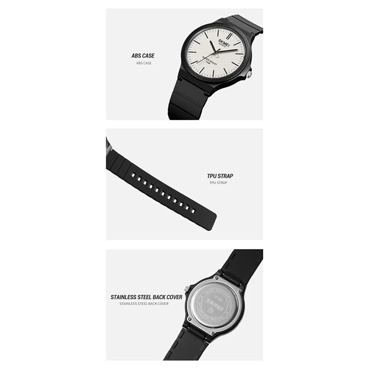 SKMEI 2108 Minimalism Quartz Watch 50m Waterproof Fashion Wrist Watch - Grey Camo